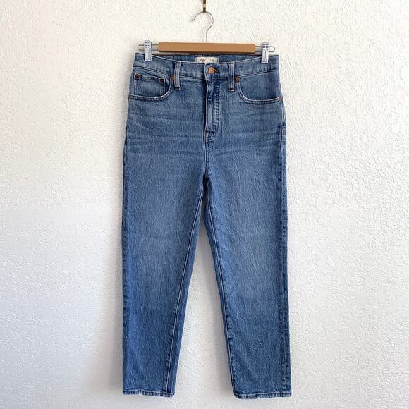 Madewell Classic Straight Jean Crop High Rise Medium Light Wash Denim - Picture 4 of 14